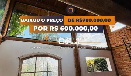 Casa com 1 dormitório à venda por R$ 600.000,00 - Jardim Semiramis - Cotia/SP