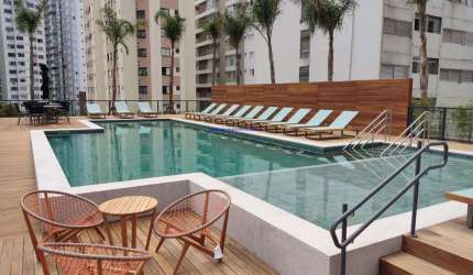 Apartamento Studio 24m², 01 dormitório e 01 banheiro.  Condomínio com segurança 24hrs, piscina, salão de festa, academia, brinquedoteca