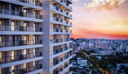 Apartamento Studio 32m², 01 dormitório e 01 banheiro; ( Fotos Ilustrativas).  Condomínio com Segurança, Portaria, Guarita, Bicicletário,