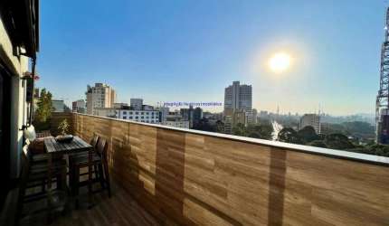 Apartamento Cobertura 85m², 01 dormitório (sendo 01 suíte), 02 banheiros e 01 vaga na garagem.  Condomínio com Segurança, Portaria, Playground