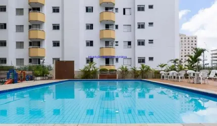 Apartamento 65m², 02 dormitórios, 01 banheiro e 02 vagas na garagem.  Condomínio com portaria 24hrs, piscina, salão de festa, playground.