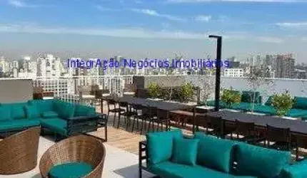 Apartamento Studio 27m², 01 dormitório e 01 banheiro.    Condomínio com portaria, segurança 24hrs, lavanderia coletiva, churrasqueira, terraço rooftop