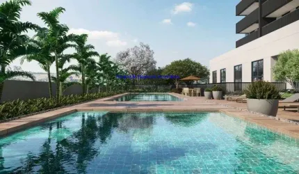 Apartamento 49m², 01 dormitório, 01 banheiro e 01 vaga na garagem.  Condomínio com portaria, segurança 24hrs, piscina, academia, salão de festa,