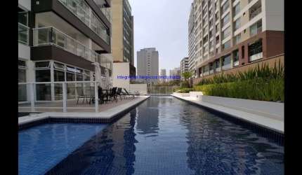 Apartamento Studio 38m², 1 dormitório, 1 banheiro e 1 vaga de garagem.   Condomínio portaria, segurança 24hrs, academia, piscina, salão de festas,