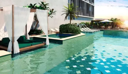 Apartamento Studio 23m² e 01 banheiro.  Condomínio com portaria, segurança piscina e academia.  Excelente localização