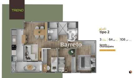 Apartamento com 3 dormitórios à venda, 64 m² por R$ 530.000,00 - Igapó - Londrina/PR