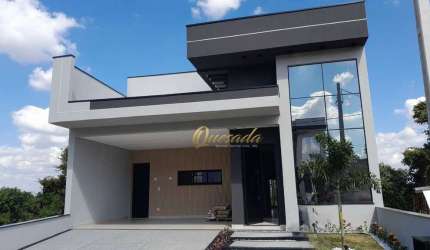 Casa assobradada nova à venda, 4 suítes, piscina, planejados, Condomínio Gran Reserve, Indaiatuba.