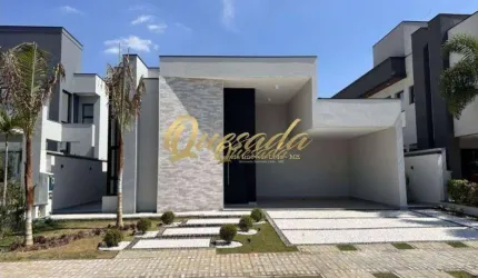 Casa térrea nova, para locação, 4 suítes, piscina, Condomínio Maison Du Parc, Indaiatuba.