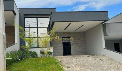 Casa térrea nova à venda, 3 suítes, quintal, Condomínio Gran Reserve, Indaiatuba.