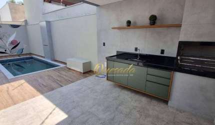 Casa térrea à venda, 3 dormitórios, 1 suíte, piscina, planejados, Jardim Esplanada II, Indaiatuba.