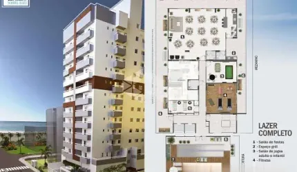 APARTAMENTO 02 DORMS. (01 suite) 01 VAGA, 50 METROS DA PRAIA. MARACANÃ, PRAIA GRANDE SP.