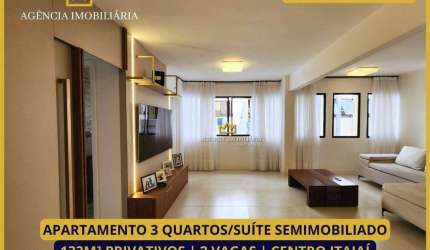 APARTAMENTO SEMIMOBILIADO  3 QUARTOS/SUÍTE | 133M² |  2 VAGAS , CENTRO DE ITAJAÍ/SC