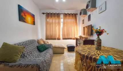 Apartamento mobiliado com 1 quarto, 1 vaga, elevador, no Boqueirão em Praia Grande