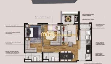 OPORTUNIDADE DE REPASSE - VISION COLINAS - Planta de 58m2, 02 Dormts.