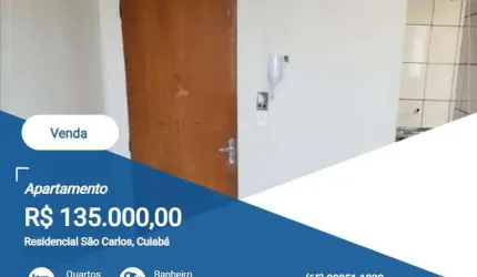 Apartamento para Venda em Cuiabá, Residencial São Carlos, 2 dormitórios, 1 banheiro, 1 vaga