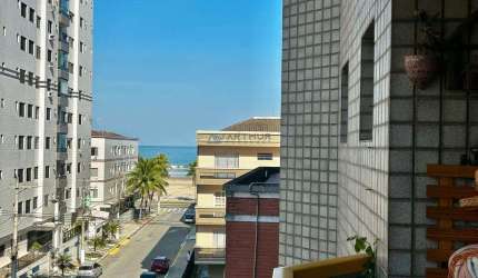 Apartamento à venda em Praia Grande, 2 dormitórios frente rua e vista para o mar