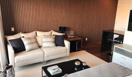 Aluga apartamento tipo studio, com 41m², mobiliado, 1 vaga, lazer completo, no Brooklin