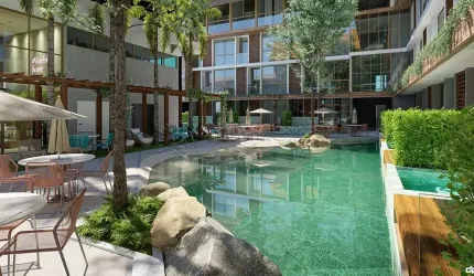 Excelente flat mobiliado localizado em Porto de Galinhas, com 35,45m² de área útil.