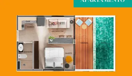 Apartamento com 1 quarto à venda na Avenida Portuaria, 126, Porto de Galinhas, Ipojuca, 35 m2 por R$ 422.625