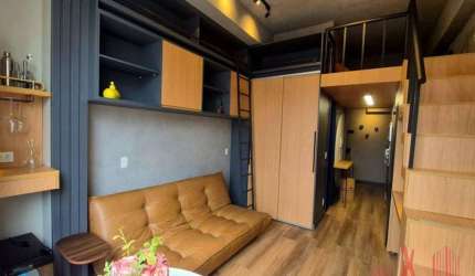 Apartamento Studio com pé direito duplo MOBILIADO para Locação com 1 dormitório, com 27 m² - Pinheiros
