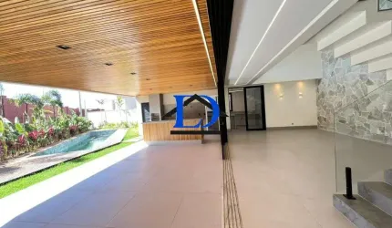 Casa de luxo em condomínio no Jardins Bolonha, Senador Canedo-GO: 4 quartos, 4 suítes, 2 salas, 5 banheiros, 4 vagas, 314,16 m².