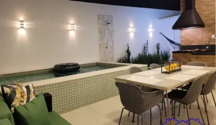Luxuosa Casa em Condomínio: 3 quartos, 3 suítes, 3 salas, 3 banheiros, 4 vagas de garagem, 127m² no Jardim Maria Inês, Aparecida de Goiânia-GO.