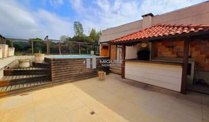 Cobertura espetacular a venda na Rua Aníbal de Moreira, Tijuca, Rio de Janeiro. Cobertura duplex, área gourmet, piscina, varandão com cortina de vidro, 2 salas, 3 quartos, suíte, 5 banheiros, área ext