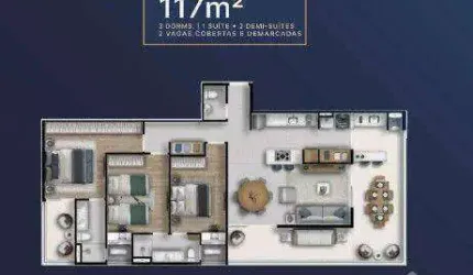 Apartamento com 3 dormitórios à venda, 117 m² - Jardim das Nações - Taubaté/SP