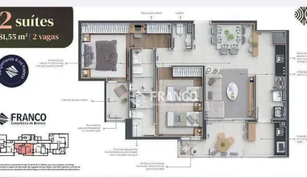 Apartamento com 2 dormitórios à venda, 81 m² por R$ 571.200,00 - Bosque Flamboyant - Taubaté/SP