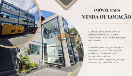 Prédio comercial mobiliado climatizado com garagem para 15 carros, no Jaguaré. Sala de monitoramento, sala cofre com porta blindada.