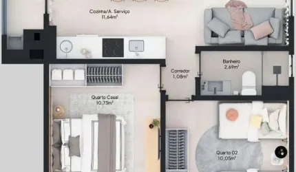 Apartamento 2 Dormitorios  Comasa