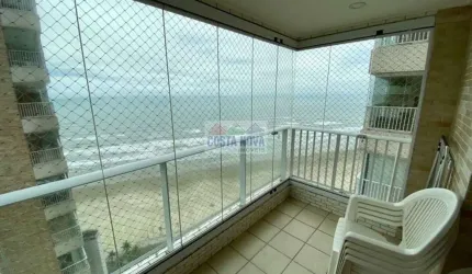 Apartamento pé na areia no Mirim, frente Mar, 2 dormitórios sendo 1 suíte, 2 banheiros, 1 vaga