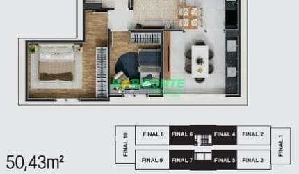 Apartamento com 2 dormitórios à venda, 50 m² - Bairro da Floresta - São José dos Campos/SP