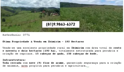 Ótima Propriedade à Venda em Ibimirim – 192 Hectares