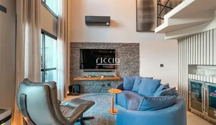 Loft duplex condomínio Tarsila Loft no Jardim Aquarius, são 94 m², vista livre
