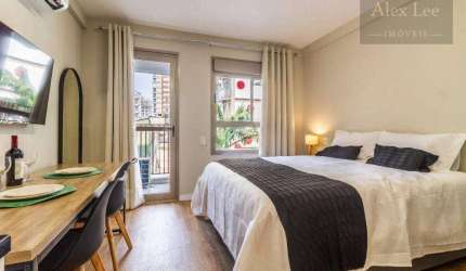 Mirant Vila Madalena, studio mobiliado com 26 m²