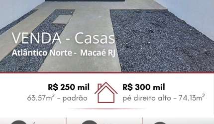 Vendo excelentes casas no Loteamento Alântico Norte, com 63.57m².