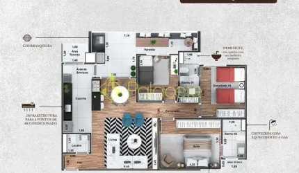 Apartamento à venda 3 Quartos, 1 Suite, 2 Vagas, 112.74M², Vila Costa, Taubaté - SP | Residencial É