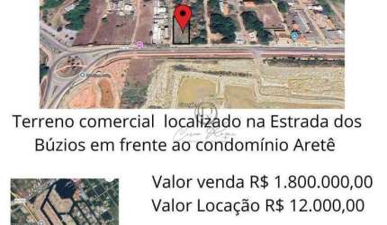 Terreno, 950 m² - venda por R$ 1.800.000 ou aluguel por R$ 12.000/mês - Marina - Búzios/RJ
