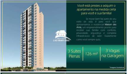 Apartamento na Planta para Venda em Palmas, Plano Diretor Sul, 3 dormitórios, 3 suítes, 4 banheiros, 3 vagas