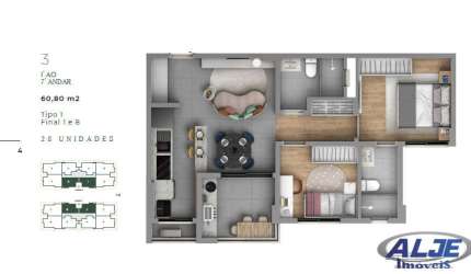 Apartamento com 2 quartos à venda na Avenida Pastor Natal Bavaroti, Jardim Esmeralda, Marília, 60 m2 por R$ 430.000