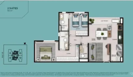 Ágio Wish Gran 29 com 2 suites Apartamento com 2 Quarto(s) e 2 banheiro(s) à Venda, 61.35 por R$ 641.679 no setor Setor Bueno VN21703