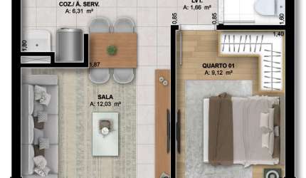 Ágio Wellness Marista  Apartamento com 1 Quarto(s) e 1 banheiro(s) à Venda, 41 por R$ 508.553,06 no setor Setor Marista AD23274