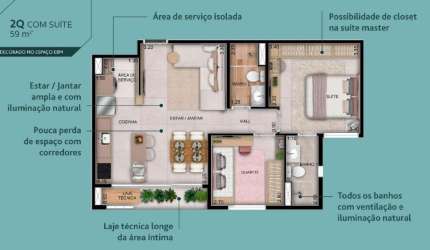 Ágio Wish 37 - 2 Quartos 1 Suite Apartamento com 2 Quarto(s) e 1 banheiro(s) à Venda, 58.65 por R$ 615.000 no setor Setor Bueno FL23551