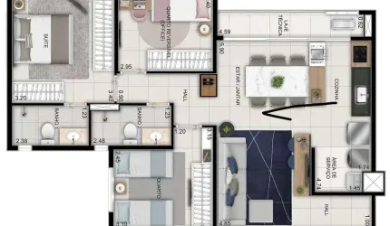 Ágio Wish 211 3 Q Apartamento com 3 Quarto(s) e 2 banheiro(s) à Venda, 76.3 por R$ 680.000 no setor Jardim América VN24163