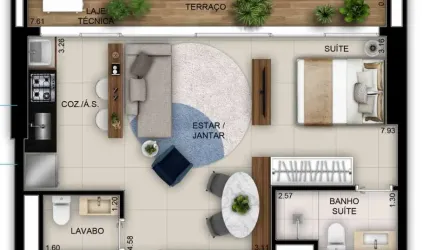 Ágio Gyro Ricardo Paranhos  Apartamento com 1 Quarto(s) e 1 banheiro(s) à Venda, 49.14 por R$ 470.000 no setor Setor Marista FL24371