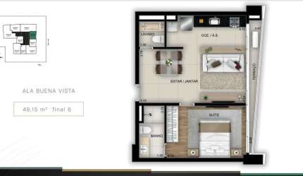 Flat - Gyro Vaca Brava Flat com 1 Quarto(s) e 2 banheiro(s) à Venda, 49.15 por R$ 735.000 no setor Setor Bueno FL24638