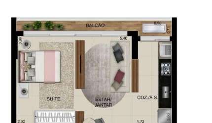 Ágio VENDO OPUS GYRO O2 - STUDIO Studio com 1 Quarto(s) e 1 banheiro(s) à Venda, 45.27 por R$ 479.000 no setor Serrinha FL24711