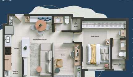 Ágio Vendo Apartamento de 2 Quartos Nascente Soft Pedro Ludovico Apartamento com 2 Quarto(s) e 2 banheiro(s) à Venda, 60 por R$ 514.000 no setor Setor Pedro Ludovico VN25097