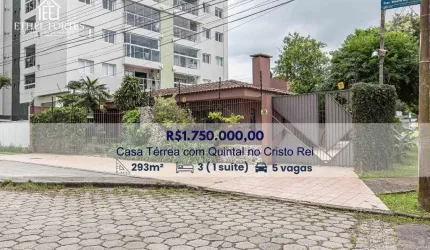 Casa Térrea com Quintal Amplo de 293m² à Venda no Cristo Rei